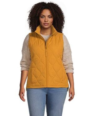 Lands' End Plus Size Featherfree Quilted Insulated Vest - Orange