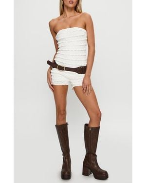 Princess Polly Ayver Ruffle Strapless Romper - White