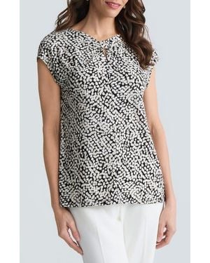 Kasper Dot Print Scrunch Neck Knit Top - Multicolor
