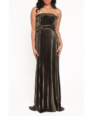 Petal & Pup Angelique Strapless Pleated Maxi Dress - Black