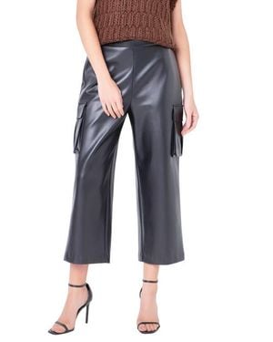 English Factory Faux Leather Crop Cargo Pants - Blue
