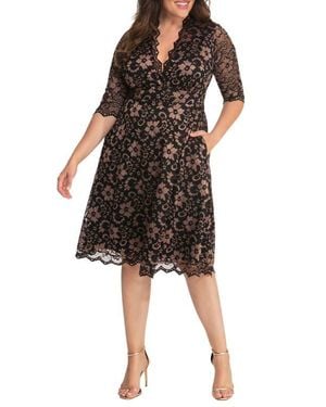Kiyonna Mon Cheri Lace Cocktail Dress - Black
