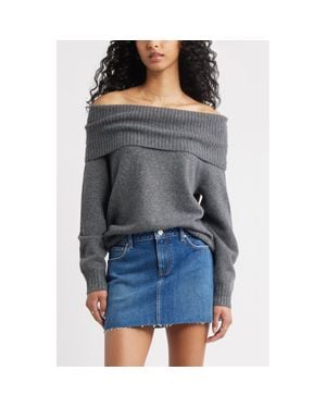 BP. Off The Shoulder Sweater - Gray