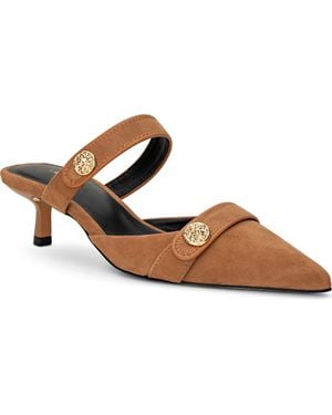 L'Agence Gilliane Mary Jane Pointed Toe Kitten Heel Mule - Brown