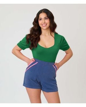 Unique Vintage 1950S Short Sleeve Sweater - Green