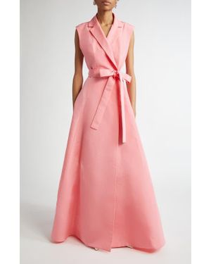 Carolina Herrera Sleeveless Silk Faille Belted Trench Gown - Pink