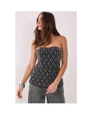 Nasty Gal Droplet Embellished Longline Bustier Top - Black