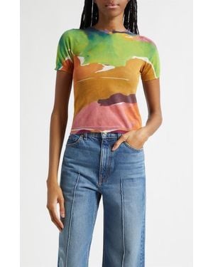 Ulla Johnson Sana Cotton Blend T-Shirt - Blue