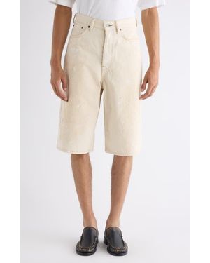 Acne Studios Judda Trafalgar Paint Splattered Denim Bermuda Shorts - Natural