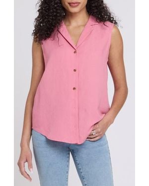 NYDJ Gabrielle Sleeveless Camp Shirt - Pink
