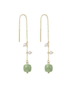seree Madeleine Jade And Freshwater Pearl Drop Earrings - White