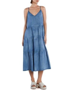Wash Lab Denim Felicity Flounce Tiered Denim Dress - Blue