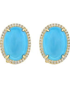 Effy 14K Cabochon Diamond Stud Earrings - Blue