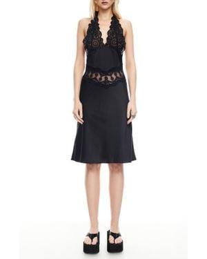 Lioness Solana Lace Inset Halter Dress - Black