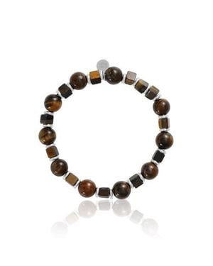Lucky Brand Tiger Eye & Hematite Beaded Stretch Bracelet - Metallic