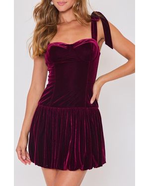 Vici Collection Veronica Velvet Bubble Hem Minidress - Red