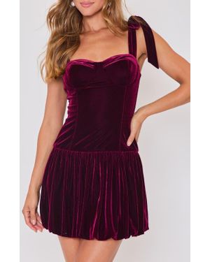 Vici Collection Veronica Velvet Bubble Hem Minidress - Red
