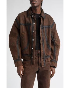 Eckhaus Latta El Redux Painted Denim Jacket - Brown