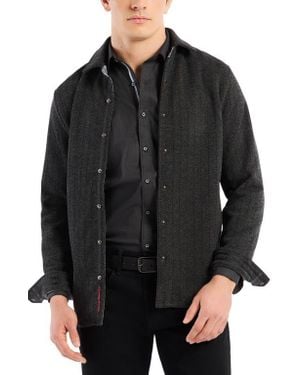 Robert Graham Wylie Herringbone Knit Shirt Jacket - Black