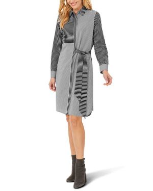 Foxcroft Warner Mixed Stripe Shirtdress - Black