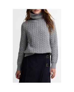 Barbour Ambleside Cable Knit Turtleneck Sweater - Black