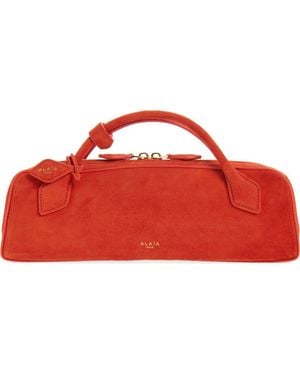 Alaïa Le Teckel Suede East/West Clutch - Red