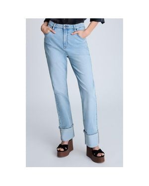 Kenneth Cole High Waist Cuffed Straight Leg Jeans - Blue