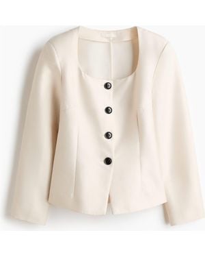 H&M Square-Neck Blazer - Natural