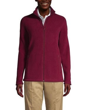 Lands' End Full-Zip Mid-Weight Fleece Jacket - Red