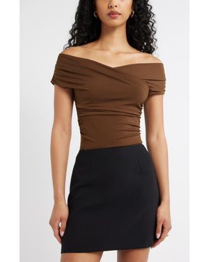 Open Edit Crossover Off The Shoulder Top - Black
