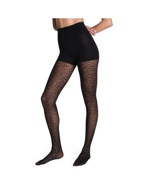 Spanx Iconic Leopard Fishnet Tights - Black