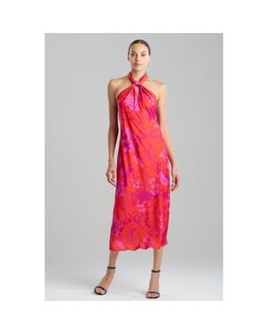 Natori Bloom Halterneck Dress - Red