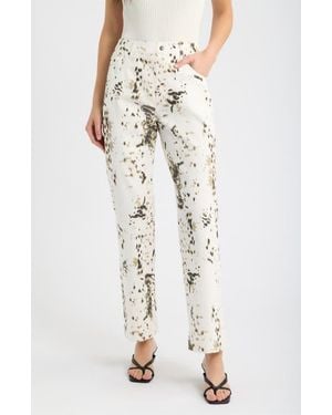 Hue Pony Print Straight Leg Denim Leggings - Natural