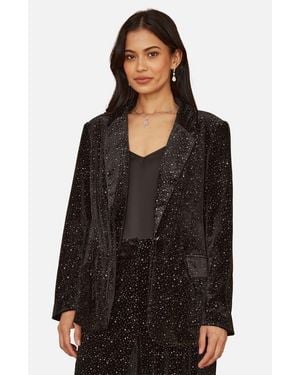 Yumi' Velvet Sparkle Oversize Blazer - Black