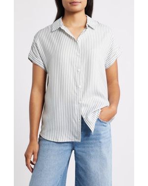 Beach Lunch Lounge Kenzie Stripe Short Sleeve Button-Up Shirt - White