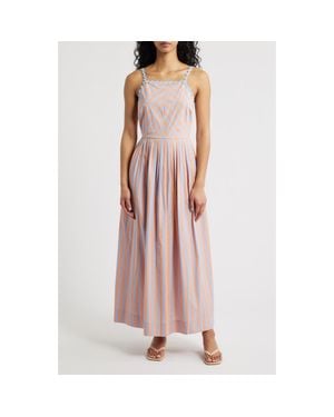 Saylor Imelda Stripe Cotton Fit & Flare Sundress - Pink