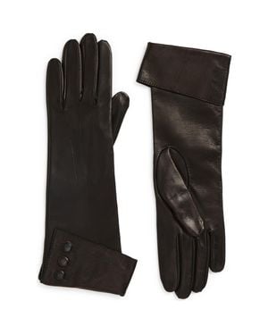 Paula Rowan Gwyneth Button Cuff Leather Gloves - Black