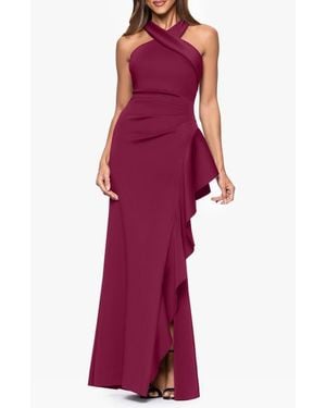 Xscape Evenings Ruffle Scuba Knit Gown - Red