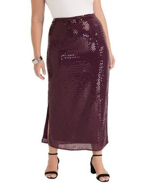 June + Vie Sequined Midi Skirt - Purple