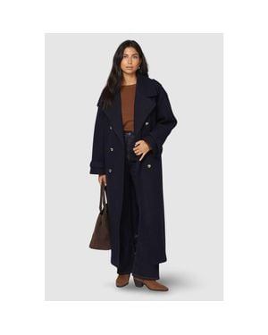 Wallis Wide Lapel Trench Coat - Blue