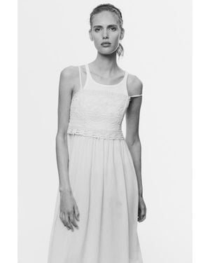 H&M Cotton Strappy Dress - Natural