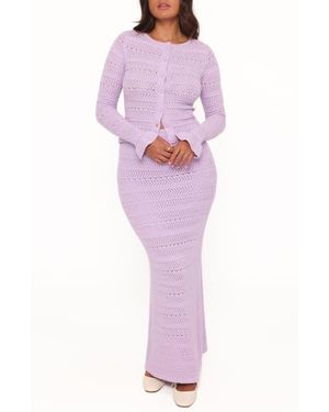 Petal & Pup Paige Pointelle Long Sleeve Cardigan & Maxi Skirt Set - Pink