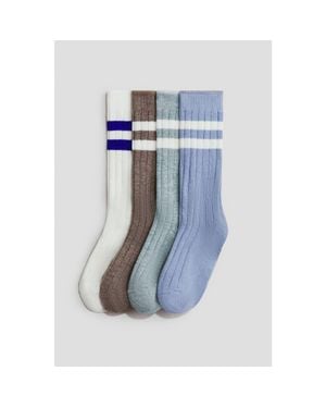 H&M 4-Pack Ribbed Socks - Blue
