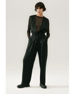 SILK LAUNDRY Twill Slouch Pants - Black