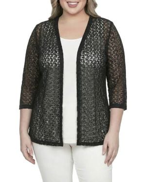 Standards & Practices Lace Open Front Cardigan - Black