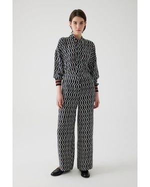 Exquise Adia Pants Geometric Patterned Palazzo Pants - Gray