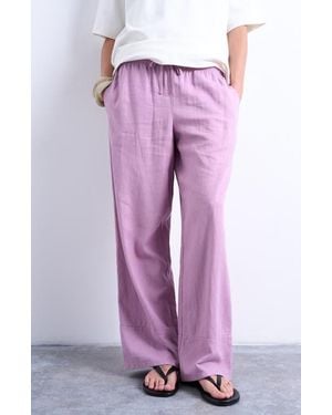 TOPSHOP Deep Cuff Linen Blend Pants - Purple