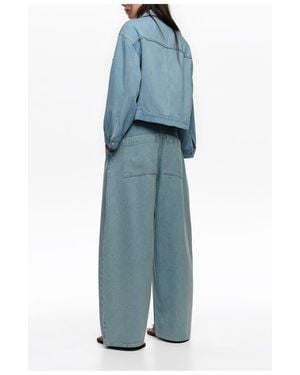 Bimba Y Lola Fluid Straight-Leg Denim With Pleats - Blue