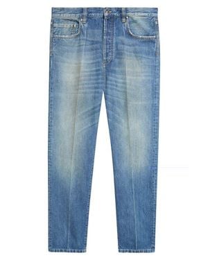Versace Distressed Straight Leg Jeans - Blue