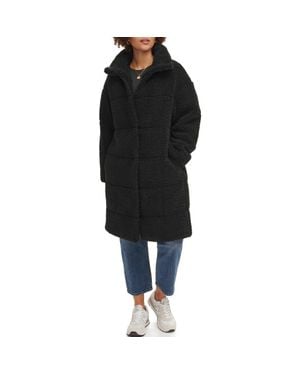 Levi's Long Length Patchwork Quilted Teddy Coat - Black